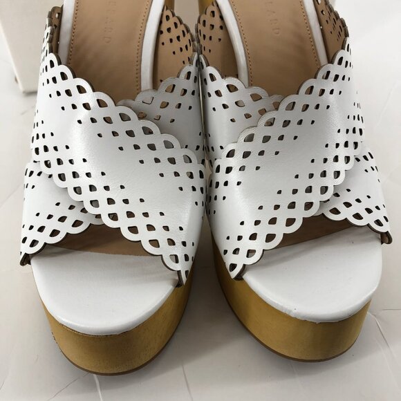 Veronica Beard White Tan Ultra-High Leather Heels | Size 9 - Picture 8 of 8